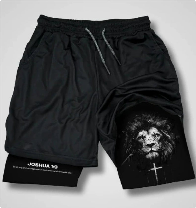 Cross Digital Print Athletic Shorts
