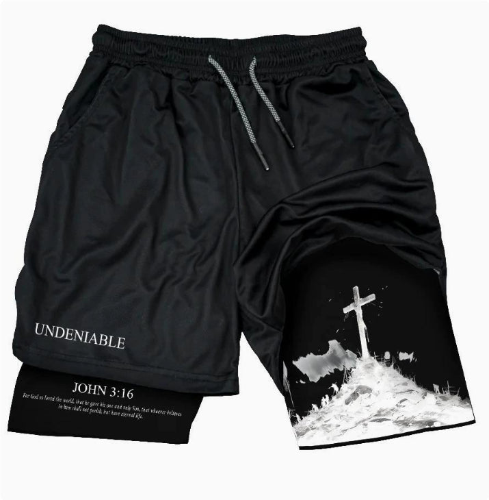 Cross Digital Print Athletic Shorts