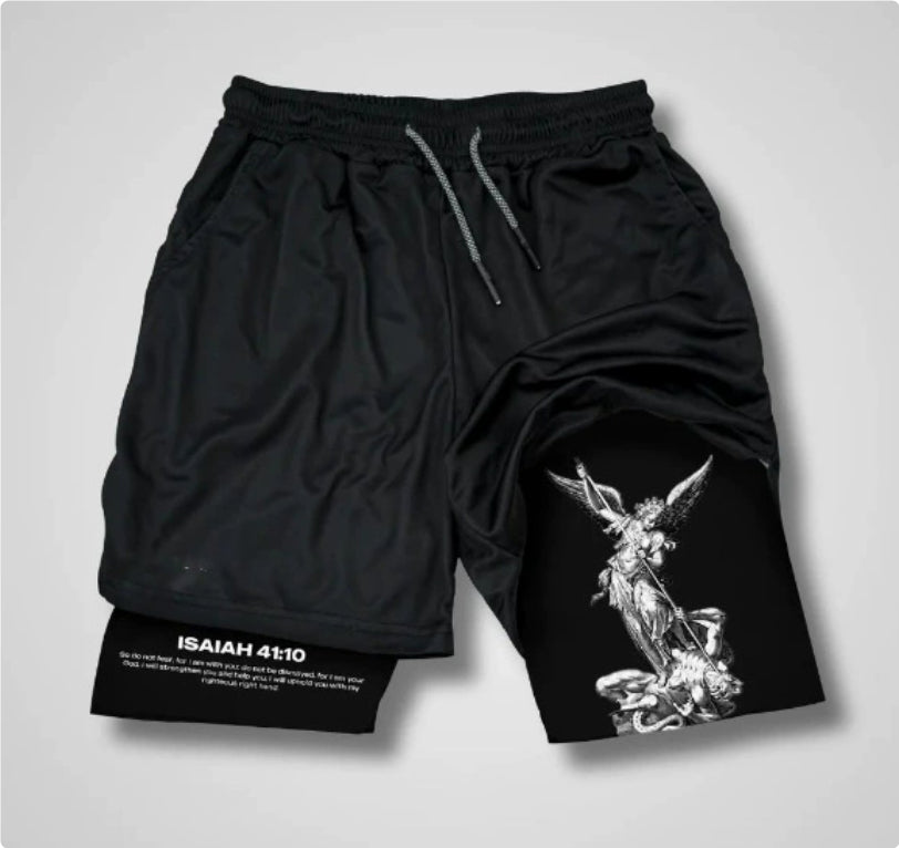 Cross Digital Print Athletic Shorts