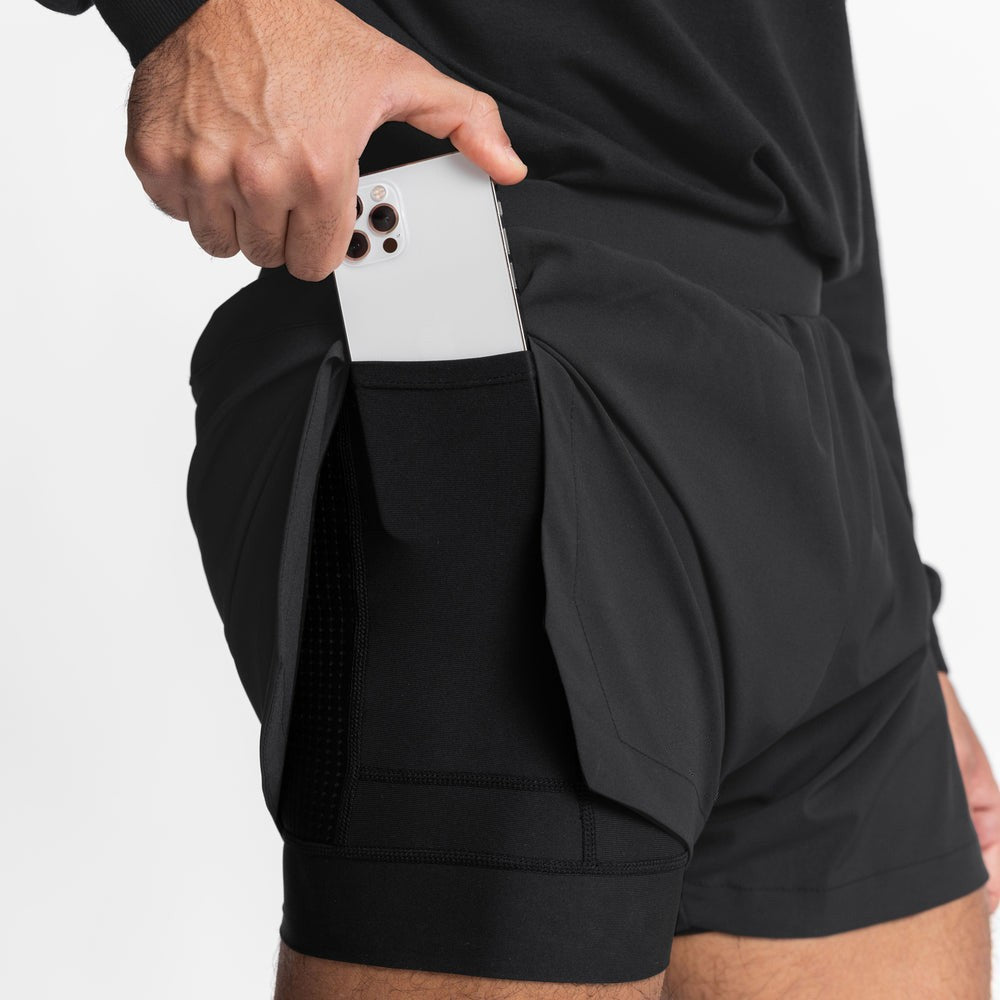 Men's Elastic Gym Shorts with phone slot